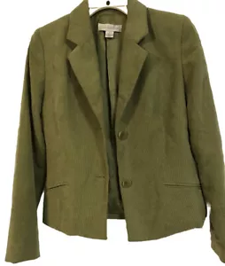 VTG Women’s Olive Green Corduroy Blazer Jacket Size 4 Petite - Picture 1 of 7