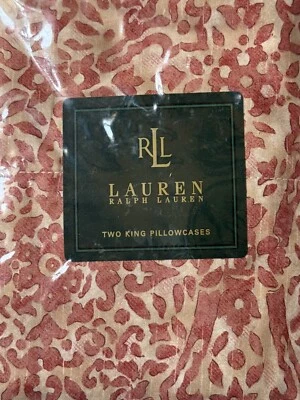 ¡NUEVO! PAR DE FUNDAS DE ALMOHADA Ralph Lauren ~SAN LUCA Scroll KING RARAS CREMA BRONCEADA Foto 1 de 4