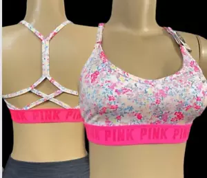 Victorias Secret PINK Ultimate Lined Removable Padding Strappy Back Sport Bra S - Picture 1 of 4