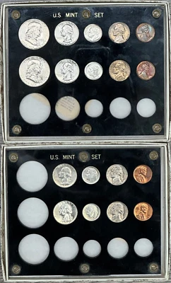 1956 P-D US Mint Uncirculated 90% Silver Double Mint Set, 18 Coins Total - Image 1 of 4