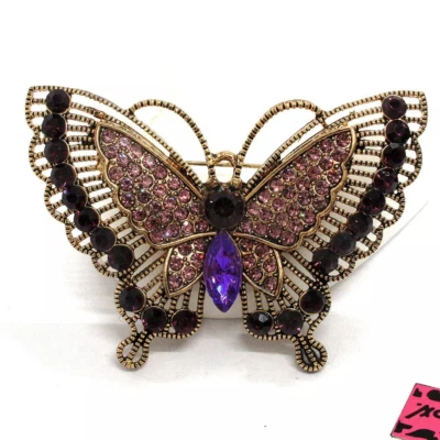 Broche Betsey Johnson Vintage Art Deco Mariposa Cristal Prendedor Foto 1 de 2