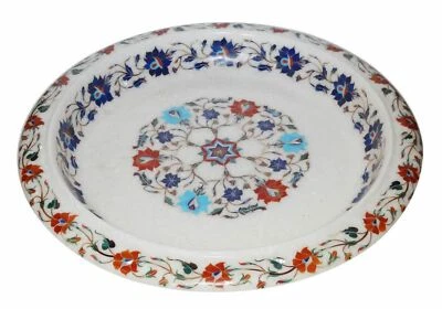 14" Marmor Obstschale Florales Handgefertigtes Kunstwerk Für Zuhause Küche Dekor - Bild 1 von 3