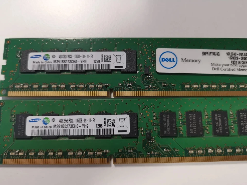 2 x 4GB = 8GB PC3-10600E UDIMM ECC Server Memory RAM DELL SNPR1P74C/4G - Image 1 of 1