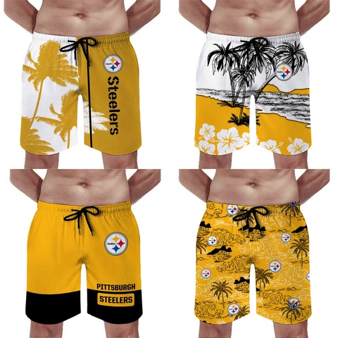 Pittsburgh Steelers Mens Quick Dry Beach Shorts Drawstring Swim Trunks w/Pockets Cover
