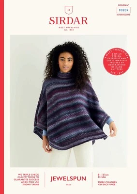 Sirdar Knitting Pattern Poncho in Jewelspun (leaflet) 10287  - Image 1 of 4