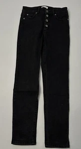 Kookai jeans women's black mid rise straight button fly skinny stretch Size 36 - Foto 1 di 8