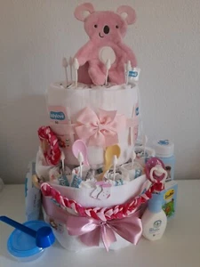 XXL Windeltorte "Kleiner Koala" 78 tlg Set für Mädchen, Geburt, Taufe Geburtstag - Bild 1 von 4