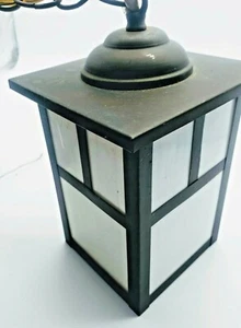Set of 2 Vintage Outdoor Hanging Metal Milk Glass Light 8"×6" - Picture 1 of 6
