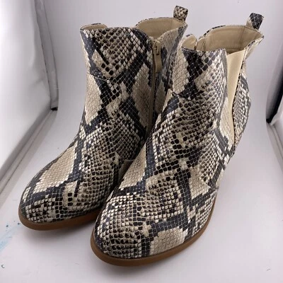 Torrid Womens 9 Wide Block Heel Snake Skin Style Ankle Boots - Image 1 of 4