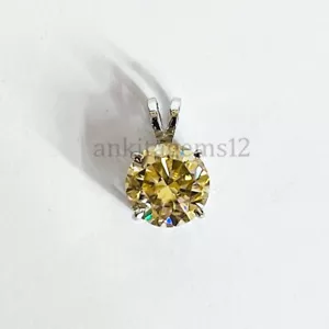 10 Ct Champagne Lab Created Diamond Pendant VVS1 Certified Birthday Gift - Picture 1 of 6