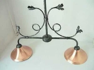 Hängender Kronleuchter mit Kette 2 Lichter aus Eisen Bell Kupfer - Bild 1 von 1