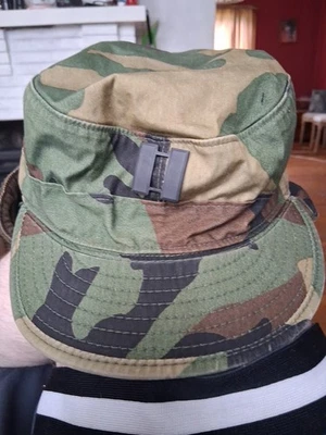 Vtg U.S. Woodland Camouflage Military Cap Size 7 1/8 Vintage Cotton Blend Army - Image 1 of 4