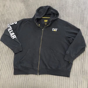 Caterpillar Hoodie Mens 2XL Black Full Zip Work Casual Outdoor Sweater Athletic - Picture 1 of 13