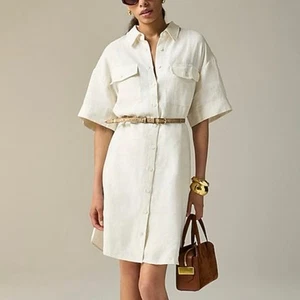 J.Crew Petite Utility Leinen Hemdkleid Natur Größe XXS Petite Neu mit Etikett - Bild 1 von 9