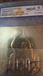 1996-97 Fleer 23KT Gold KOBE BRYANT Rookie Card WCG 10 Gem Mint Purple Auto RC - Picture 1 of 5