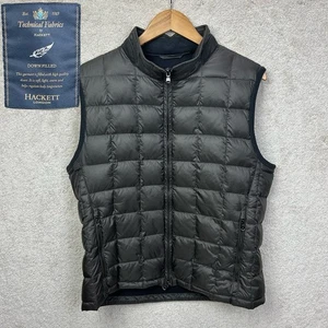 HACKETT London Men’s Technical Fabrics Charcoal Wool Knit Back Down Gilet Vest L - Picture 1 of 18