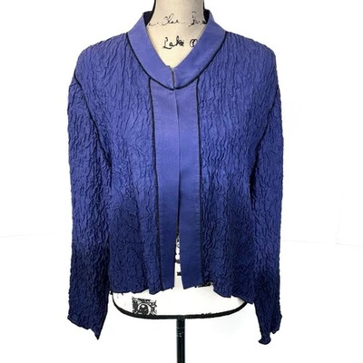 Laura Fisher-Bonvallet Fiber Arts Women XL Ombré Dyed Silk Jacket Crinkle Purple - Image 1 of 4