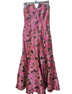 Chetta B Womens 2 Long Floral Pink Fuchsia Formal Gown Prom Dress Trumpet Style* - Image 1 of 4