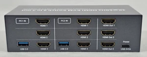 4K@60Hz Przełącznik KVM 3 monitory 2 Komputer HDMI 6x porty USB 3.0 Przewodowy pilot 5V - Zdjęcie 1 z 14