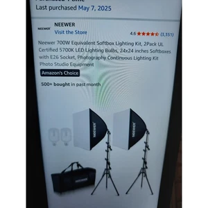 Neewer 700W Softbox Lighting Kit, 2 Pack Continuous Photography Studio Equipment - Picture 1 of 6