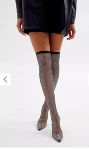 Steve Madden Over-the-Knee Fishnet Mesh w/Sparkling Rhinestone - Picture 1 of 10