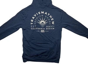 TRAVIS MATHEW Navy Blau Stretch-Elasthan GOLFPLATZ HOODIE Gym Sweatshirt Herren M - Bild 1 von 6