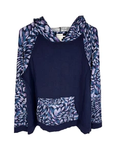 CHICO'S Weekends Pullover Hoodie Size 1 Womens M French Terry Soft Pockets NEW - Picture 1 of 4