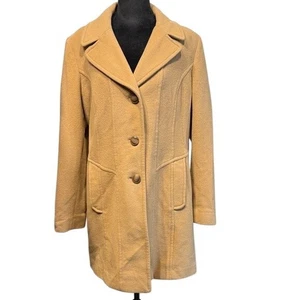 ANNE KLEIN Damen Wollmischung Camel Hellbraun Zweireiher Winter Preppy Mantel XL - Bild 1 von 10