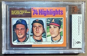 💥1975 Topps Nolan Ryan '74 Highlights No Hitters' Anaheim Angels #7 BVG 6 EX-MT - Bild 1 von 2
