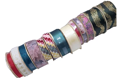 Vintage WFR Ribbon 13 Roll Lot Christmas Colors Prints Styles colors sizes - Image 1 of 4