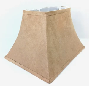 Rectangle Bell Lampshade Faux Suede Brown Tan Southwestern - Picture 1 of 17
