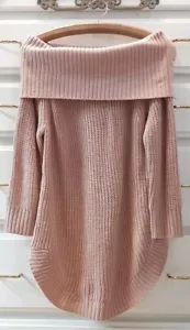 NWT 89th & Madison SzS Off The Shoulder Jeweled Cowl Neck Sweater Gold Threading - Picture 1 of 9