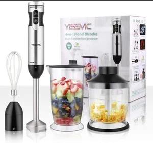 Mezcladora de mano de inmersión máximo 1000 W eléctrica 4 en 1 variable 9 velocidades con cable - Imagen 1 de 13