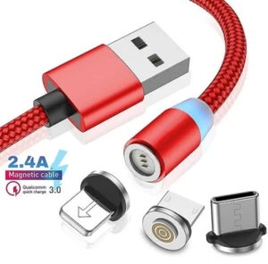 CAVO DI RICARICA CELLULARE MAGNETICO TIPO TYPE C IPHONE MICRO USB CAVETTO 3 IN 1 - Zdjęcie 1 z 8