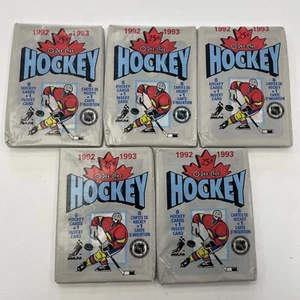1992-93 O-Pee-Chee Hockey Wachspackung ungeöffnet 9 Karten Menge 5 Packungen - Bild 1 von 9