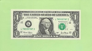 2001 ..UNCIRC $1 L 7893 5787 I .... 2001 $1 L-I NICE NOTE FRN - Picture 1 of 2