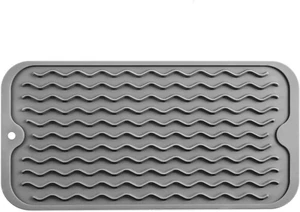 Silicone Dish Drying Rack Mat 12" X 6" for Kitchen Counter Small Large Mats Grey - Picture 1 of 7