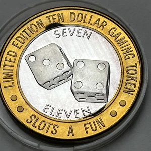 7/11 Limited Edition Ten Dollar Gaming Token .999 Fine Silver Strike Rare - Picture 1 of 20