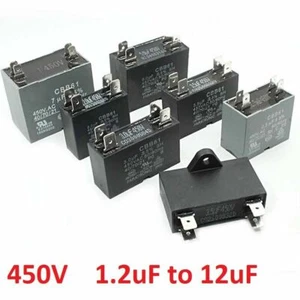 450VAC CBB61 Air Conditioning Fan Motor Start Run Capacitors 1.2uF to 12uF 4-Pin - Picture 1 of 18