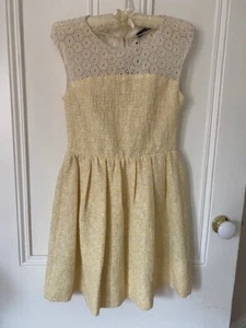 'Zara Woman' Size XS-UK8 BNWT Lemon & Cream Cotton /Crochet Bodice Dress - Picture 1 of 13