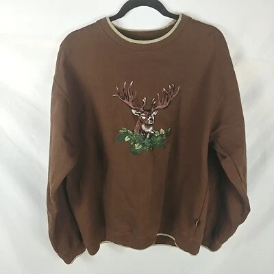 Sudadera para hombre Outdoor Life L suéter gráfico bordado ciervo marrón Foto 1 de 4