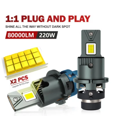 D1S D2S D3S D4S LED Headlight Bulb 220W High Low Beam HID Xenon Conversion Kit - Image 1 of 4