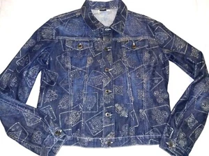 Vintage 70's VERSACE JEANS COUTURE DENIM BLING Women's JACKET Playing Cards - Picture 1 of 12