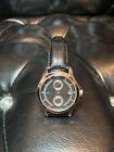 Vintage SS Bernoulli Automatic Skeleton 60344-204 Analog Day Date Leather Watch