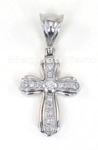 Women Solid Sterling Silver Cross & clear CZ crystals Pendant for necklace chain - Picture 1 of 4