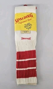 NOS Spalding White And Red Tube Socks Size 10-14 Style 100 Vintage Mens - Picture 1 of 4
