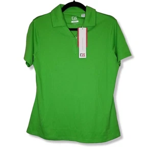 Cutter Buck Womens M Kelly Green Drytec Golf Polo Moisture Wicking UPF Tennis - Picture 1 of 7