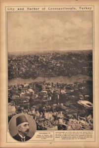 1922 Constantinople Turkey City and Harbor Sepia Rotogravure Vintage Print - Picture 1 of 1