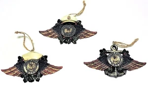 US NAVY Christmas Ornaments Eagle Wings New Polyresin 6x3 1/2 inches - Picture 1 of 7
