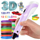 3D Printing Pen Set Doodle Printer Drawing 12 Colours PLA Filament Gift For Kids
